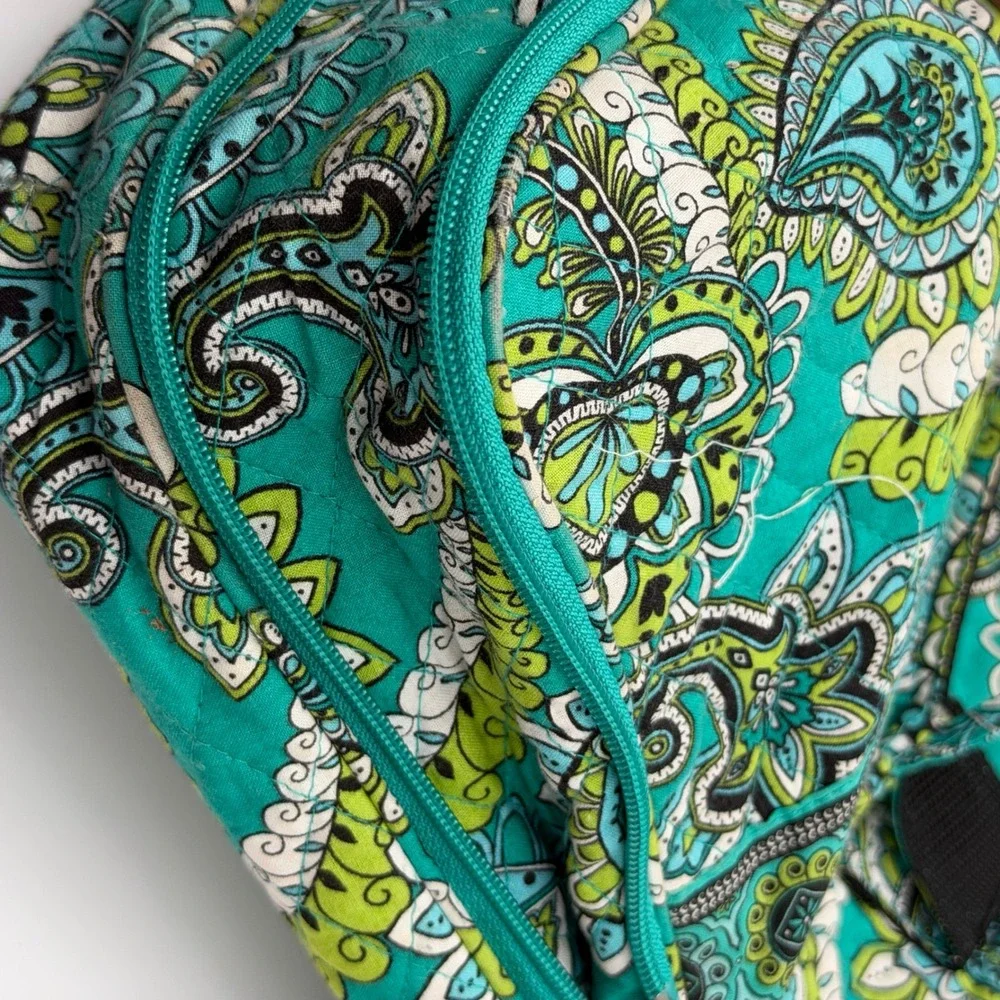 Vera Bradley Quilted‎ Paisley Laptop Bag Briefcase Teal Green White 14x11x4